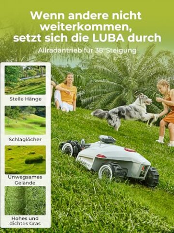 MAMMOTION LUBA 2 AWD 3000 Rasenmäher Roboter Steigungen